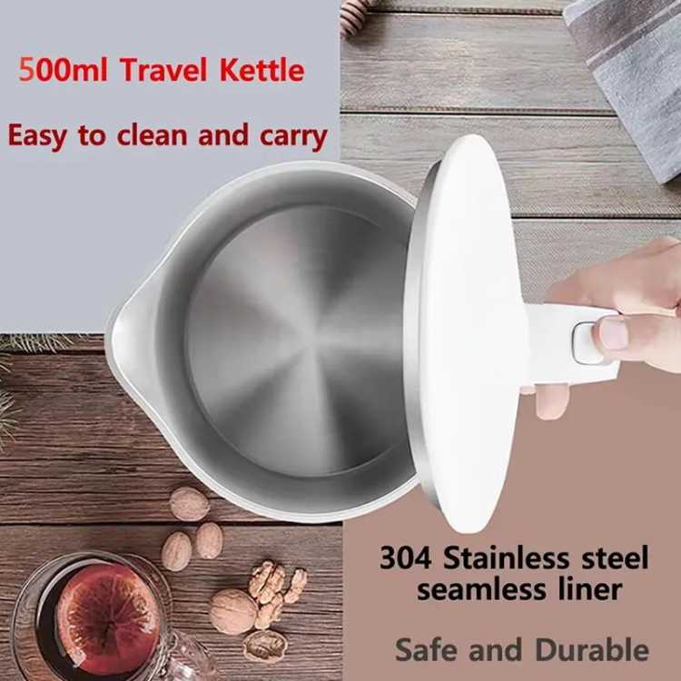 500ML Stainless Steel Portable Water Boiler Pot For Hotel Family Trip Kitchen Smart Kettle Pot Travel Electric Kettle Tea Coffee - AliExpress 15