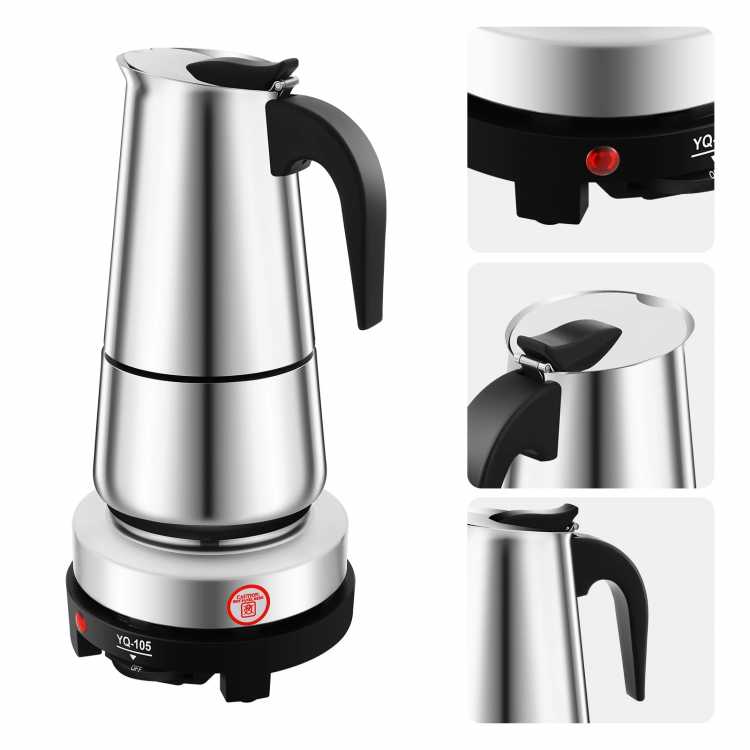 9-Cup Espresso Maker Moka Pot Coffee Infusing w/Electric Stove Stainless 450ml - AliExpress 6