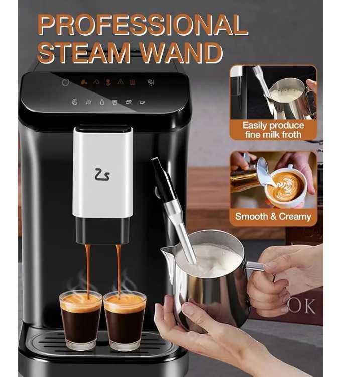 Fully Automatic Espresso Machine with Milk Frother, Professional Espresso Maker with Grinder, One-Touch Operation - AliExpress 6