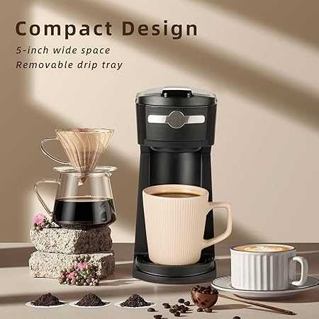 Single Serve K Cup Coffee Maker 2 in 1Machine,6 to 14 0z Brew Sizes,Auto Shut Off& Reusable Filter,Use Coffee Capsule&GroundCoffee&Loose Leaf Tea, Black