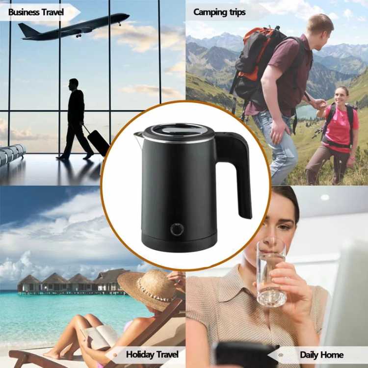 500ML Stainless Steel Portable Water Boiler Pot For Hotel Family Trip Kitchen Smart Kettle Pot Travel Electric Kettle Tea Coffee - AliExpress 15