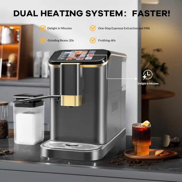 Fully Automatic Espresso Machine With Milk Frother, 4-Beverage Cappuccino Coffee Machine With Built-In Grinder and Intuitive Tou - AliExpress 15