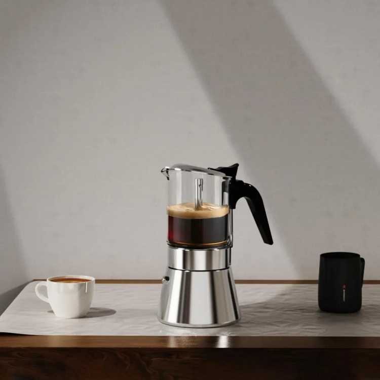 Stovetop Espresso Maker, Crystal Glass-top & Stainless Steel Espresso Moka Pot,Classic Italian coffee maker