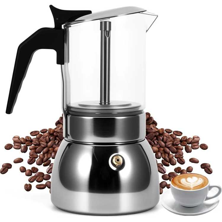 4 Cup Stainless Steel Moka Pot - Stovetop Espresso Maker for Induction Cooktops, Italian Coffee Machine for Home & Camping - AliExpress 15