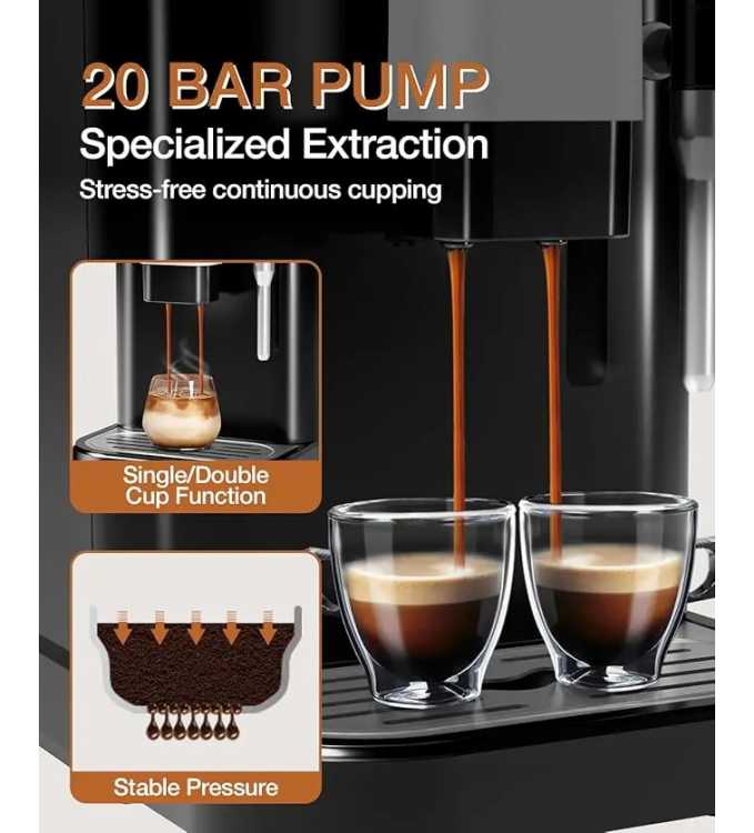 Fully Automatic Espresso Machine with Milk Frother, Professional Espresso Maker with Grinder, One-Touch Operation - AliExpress 6