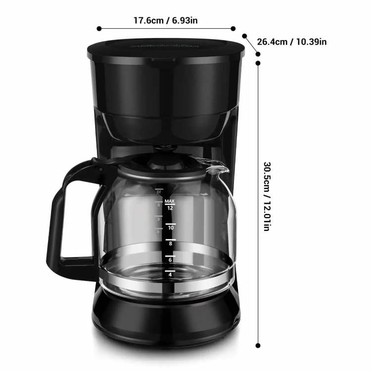 Enjoy a smooth, rich, satisfying cup of coffee with the Black 12-Cup Drip Coffee Maker with Removable Filter Basket - AliExpress 15